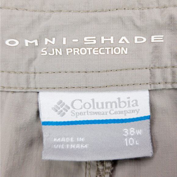 Columbia Cargo Rip-Stop Shorts Men's 38x10 Gray Logo Omni-Shade Nylon - Picture 3 of 10